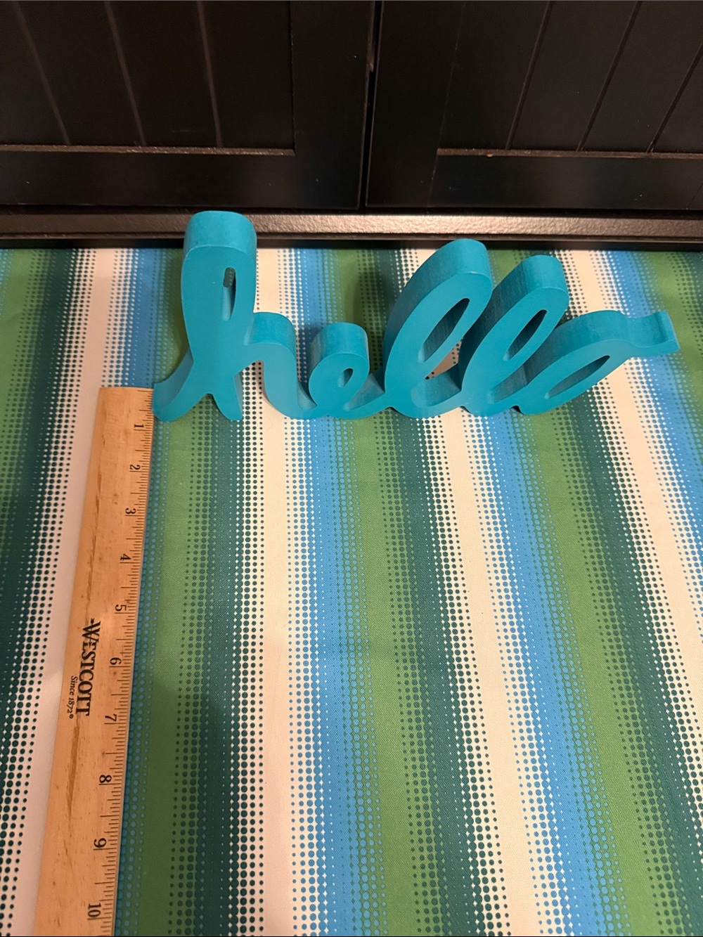 Blue "hello" Script Sign - Home Decor - Picture 6 of 6